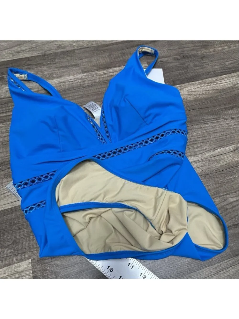 NWT Swimsuits For All One Piece Bathing Suit Size 18 Blue Lattice V Neck